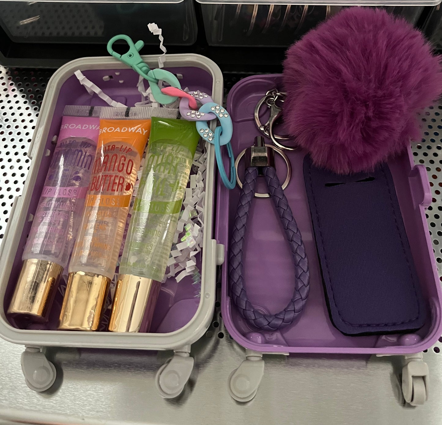 Lipgloss Keychain In A Mini Suitcase